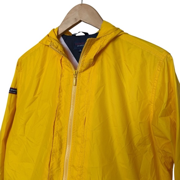 VINTAGE! Tommy Hilfiger Jeans Women’s 90s Y2K Yellow Windbreaker Jacket M Hooded - Picture 2 of 8